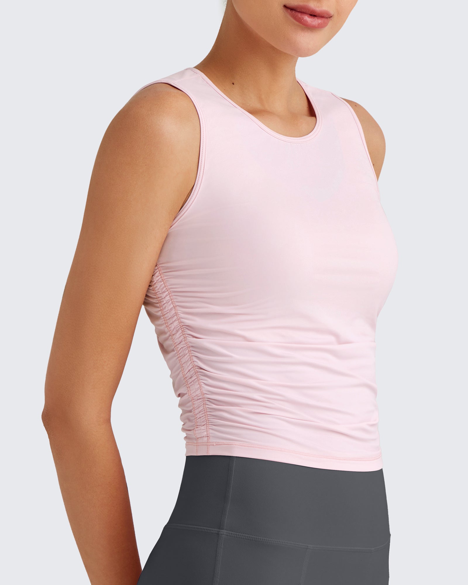 G4Free - Lightbreeze Side Ruched Sleeveless Workout Tops -GF25L322AF-XS