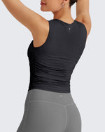 G4Free - Lightbreeze Side Ruched Sleeveless Workout Tops -GF25L322AF-XS