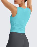 G4Free - Lightbreeze Side Ruched Sleeveless Workout Tops -GF25L322AF-XS