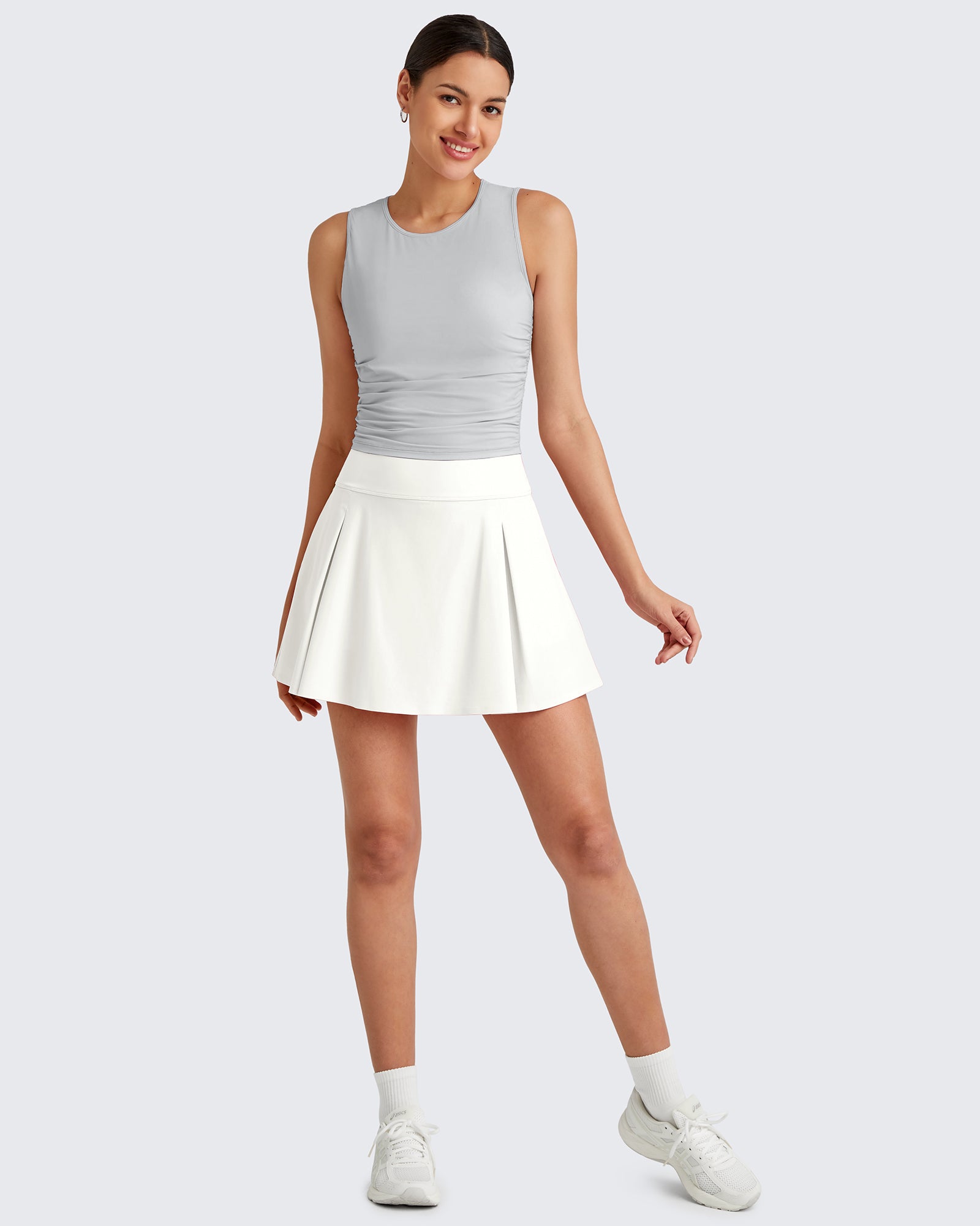 G4Free - Lightbreeze Side Ruched Sleeveless Workout Tops -GF25L322AF-XS