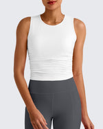G4Free - Lightbreeze Side Ruched Sleeveless Workout Tops -GF25L322BF-XS