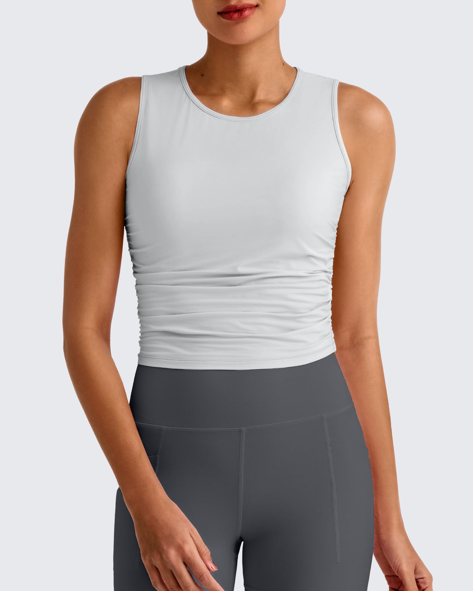 G4Free - Lightbreeze Side Ruched Sleeveless Workout Tops -GF25L322CF-XS