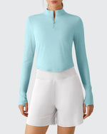 G4Free - Lightbreeze UPF 50+ Sun Thumbholes Quater Zip Shirts -GF26B881A001F-XS