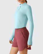 G4Free - Lightbreeze UPF 50+ Sun Thumbholes Quater Zip Shirts -GF26B881A001F-XS