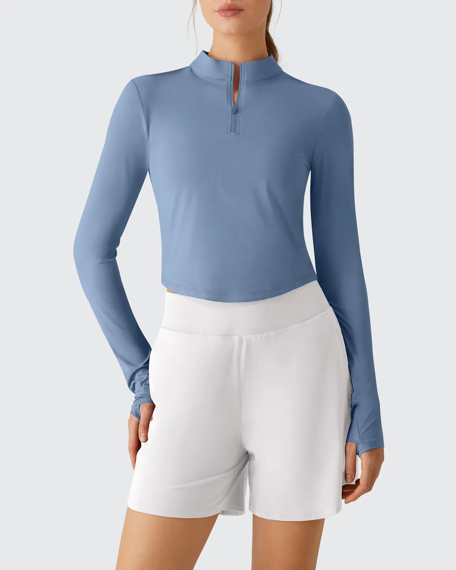 G4Free - Lightbreeze UPF 50+ Sun Thumbholes Quater Zip Shirts -GF26B881D004F-XS