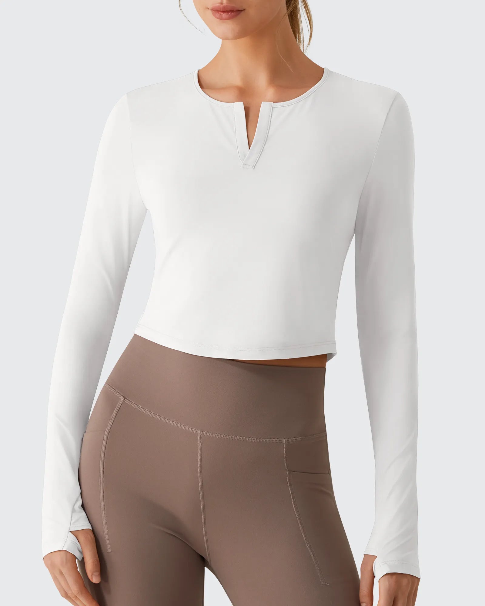 G4Free - Lightbreeze V Neck UPF 50+ Thumbholes Long Sleeve -GF26B886B005A-S