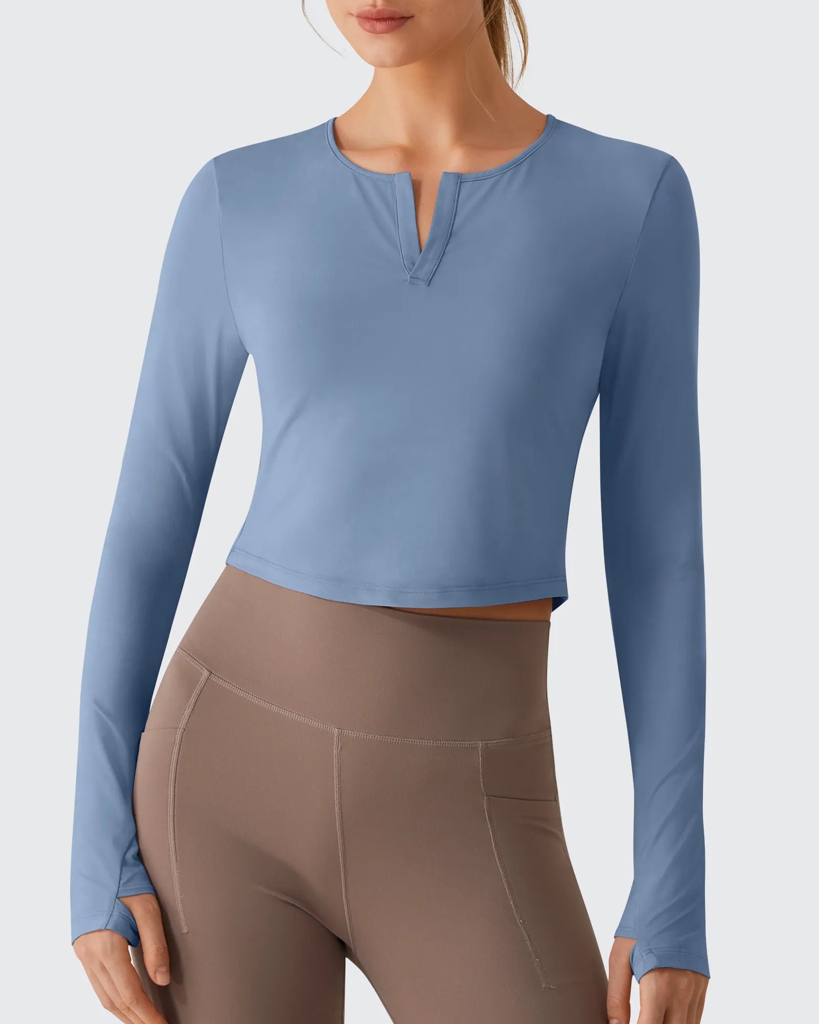 G4Free - Lightbreeze V Neck UPF 50+ Thumbholes Long Sleeve -GF26B886B005A-S