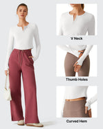 G4Free - Lightbreeze V Neck UPF 50+ Thumbholes Long Sleeve -GF26B886B005A-S