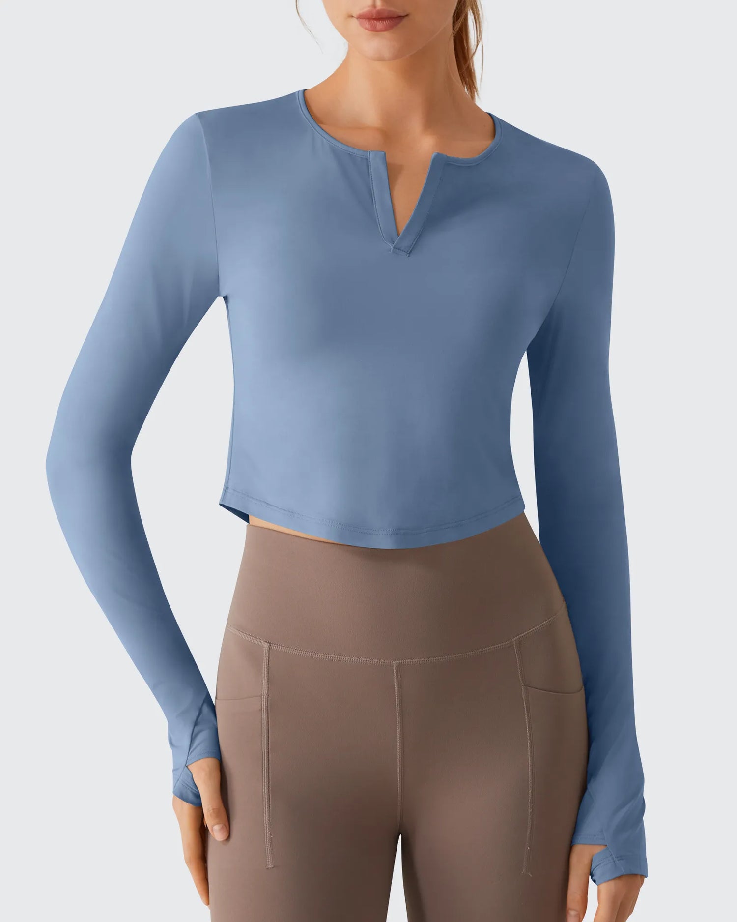 G4Free - Lightbreeze V Neck UPF 50+ Thumbholes Long Sleeve -GF26B886D004A-S