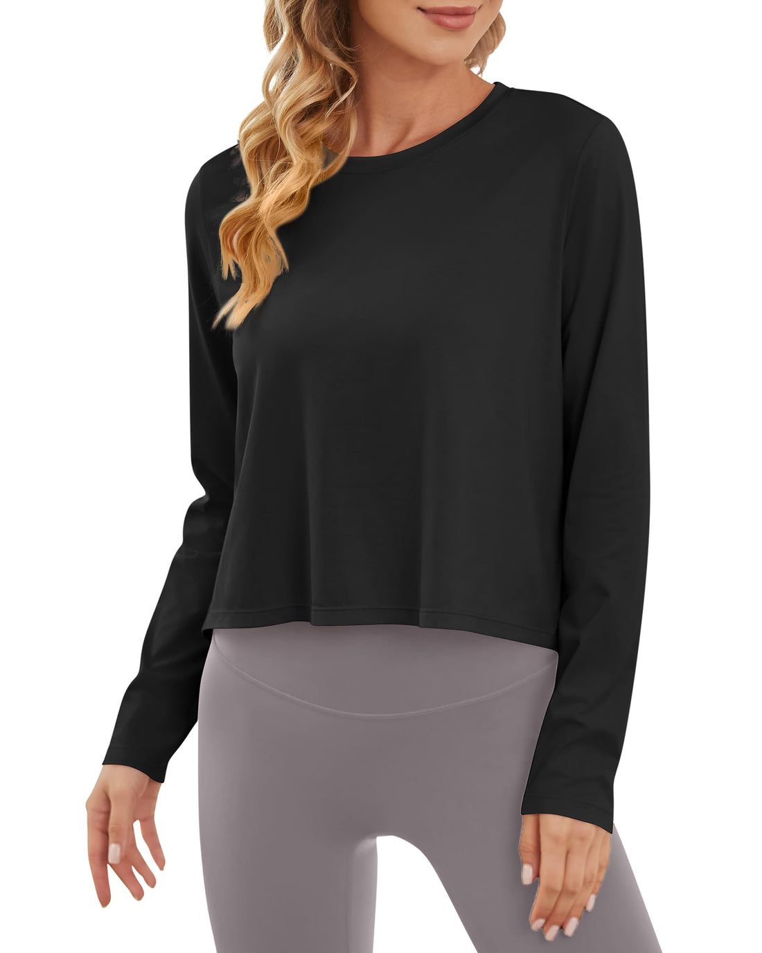 G4Free - Lightweight Cropped Workout Sun Long Sleeve Tops -GF24B209AA-S