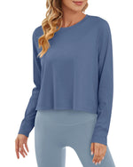 G4Free - Lightweight Cropped Workout Sun Long Sleeve Tops -GF24B209AA-S