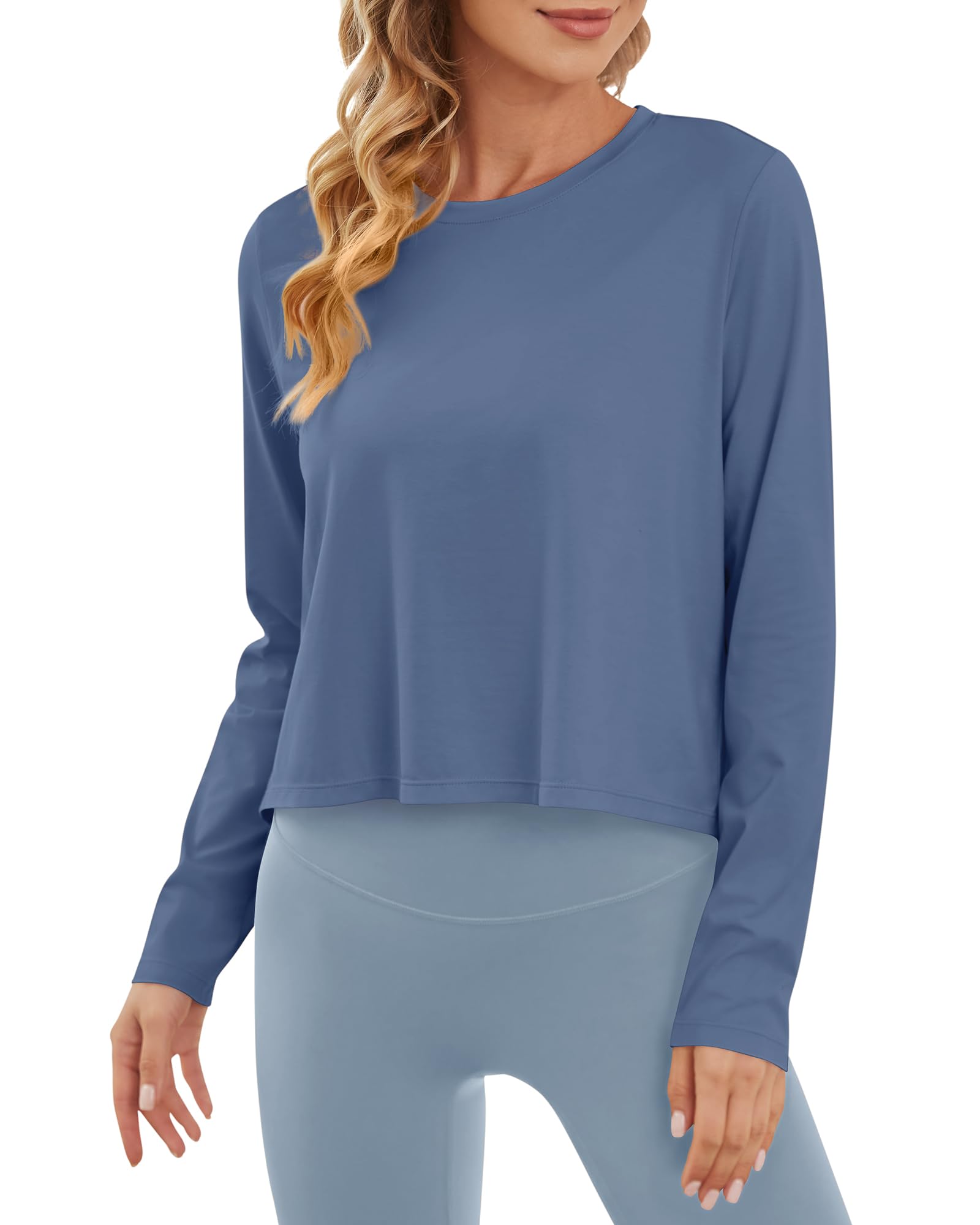 G4Free - Lightweight Cropped Workout Sun Long Sleeve Tops -GF24B209AA-S