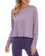 G4Free - Lightweight Cropped Workout Sun Long Sleeve Tops -GF24B209AA-S
