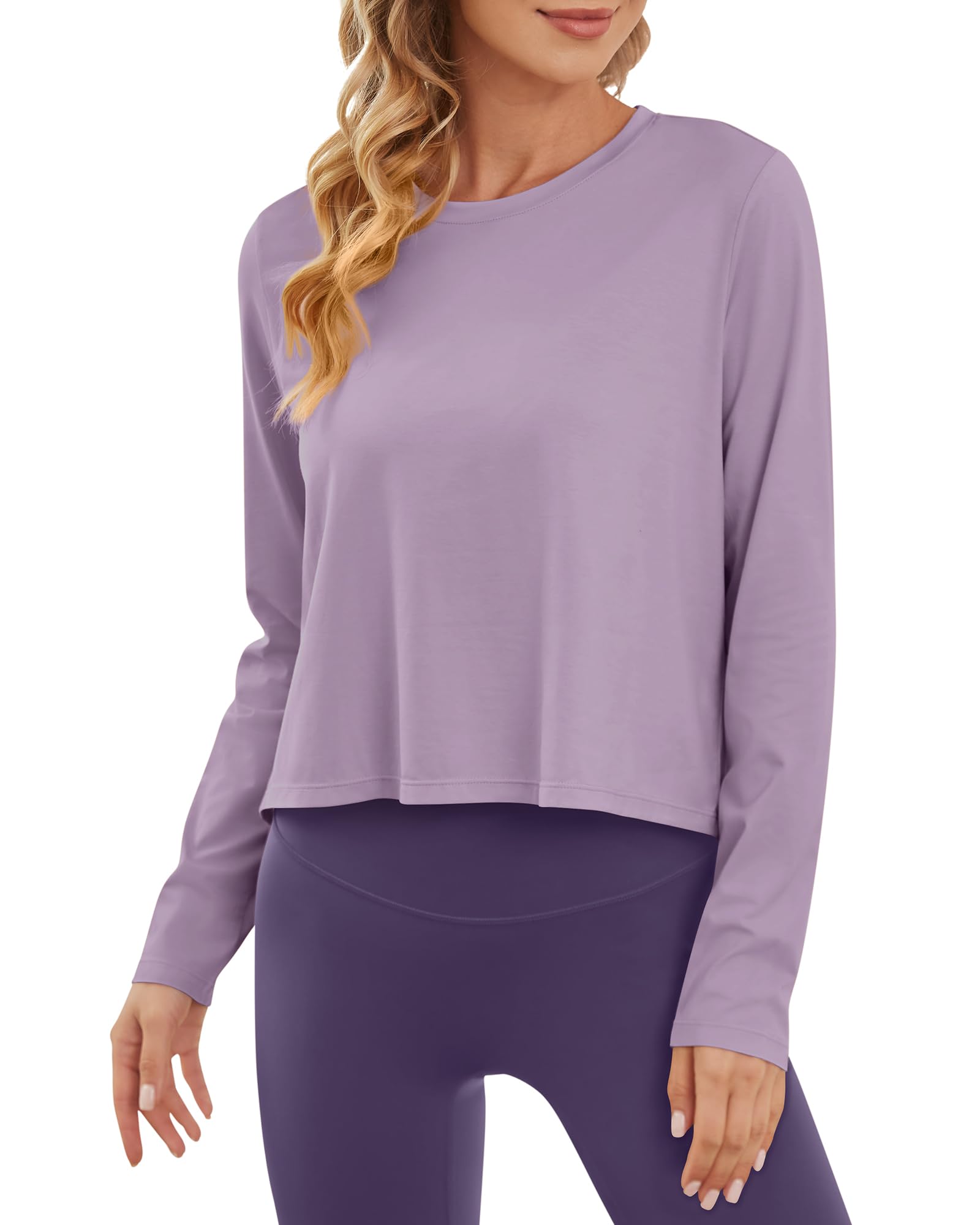 G4Free - Lightweight Cropped Workout Sun Long Sleeve Tops -GF24B209AA-S