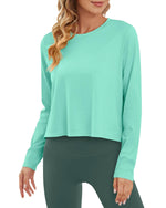 G4Free - Lightweight Cropped Workout Sun Long Sleeve Tops -GF24B209AA-S