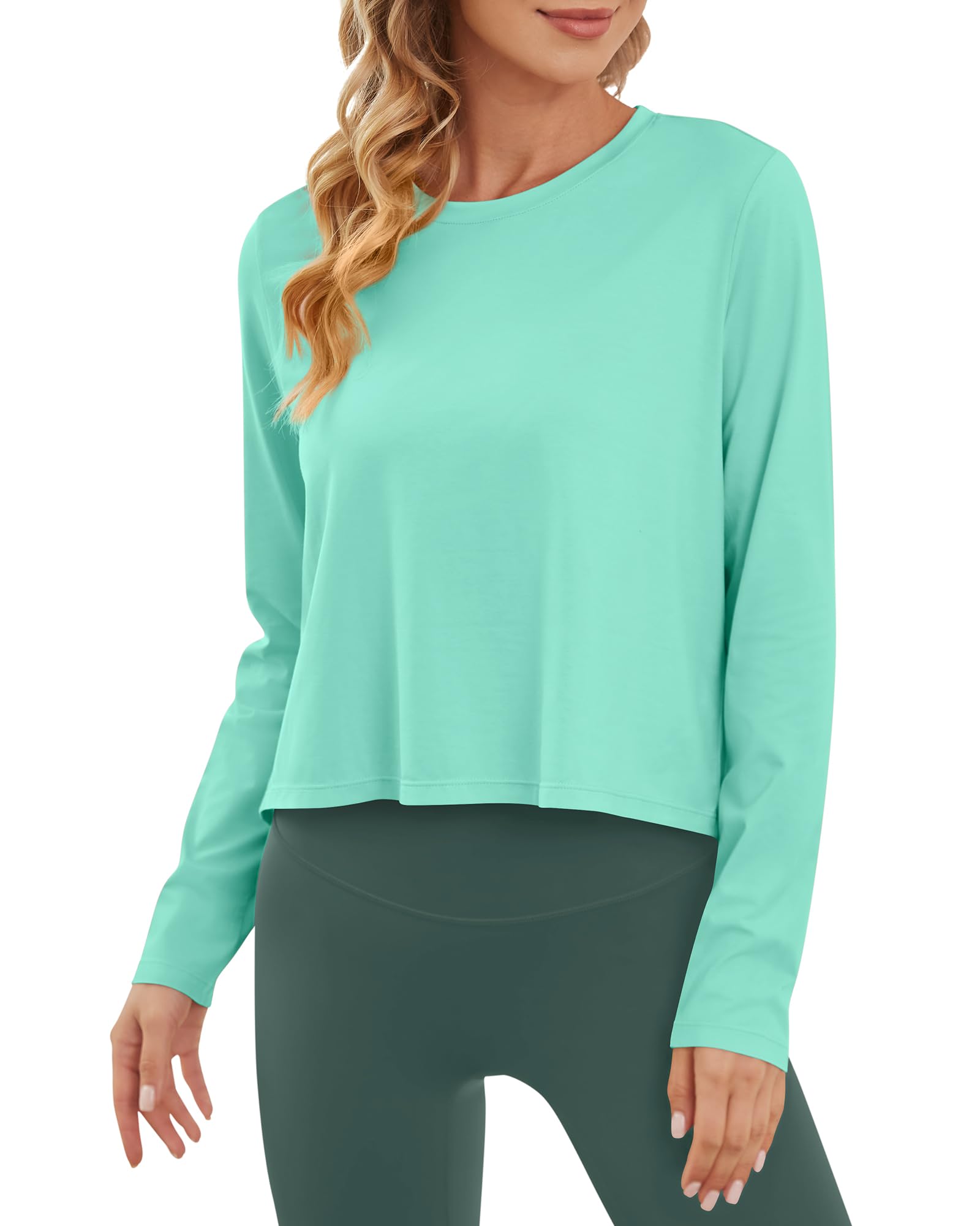G4Free - Lightweight Cropped Workout Sun Long Sleeve Tops -GF24B209AA-S