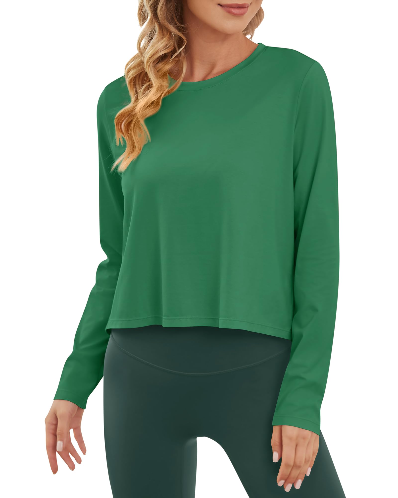 G4Free - Lightweight Cropped Workout Sun Long Sleeve Tops -GF24B209AA-S