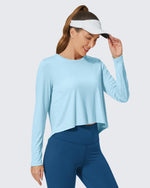 G4Free - Lightweight Cropped Workout Sun Long Sleeve Tops -GF24B209AA-S