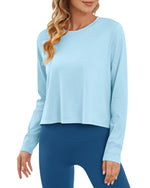 G4Free - Lightweight Cropped Workout Sun Long Sleeve Tops -GF24B209DA-S