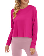 G4Free - Lightweight Cropped Workout Sun Long Sleeve Tops -GF24B209EA-S