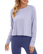 G4Free - Lightweight Cropped Workout Sun Long Sleeve Tops -GF24B209FA-S