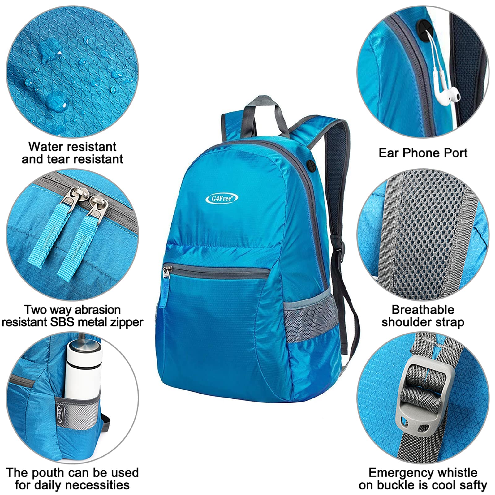 G4Free - Lightweight Packable 20L Waterproof Hiking Backpack -D04V650A