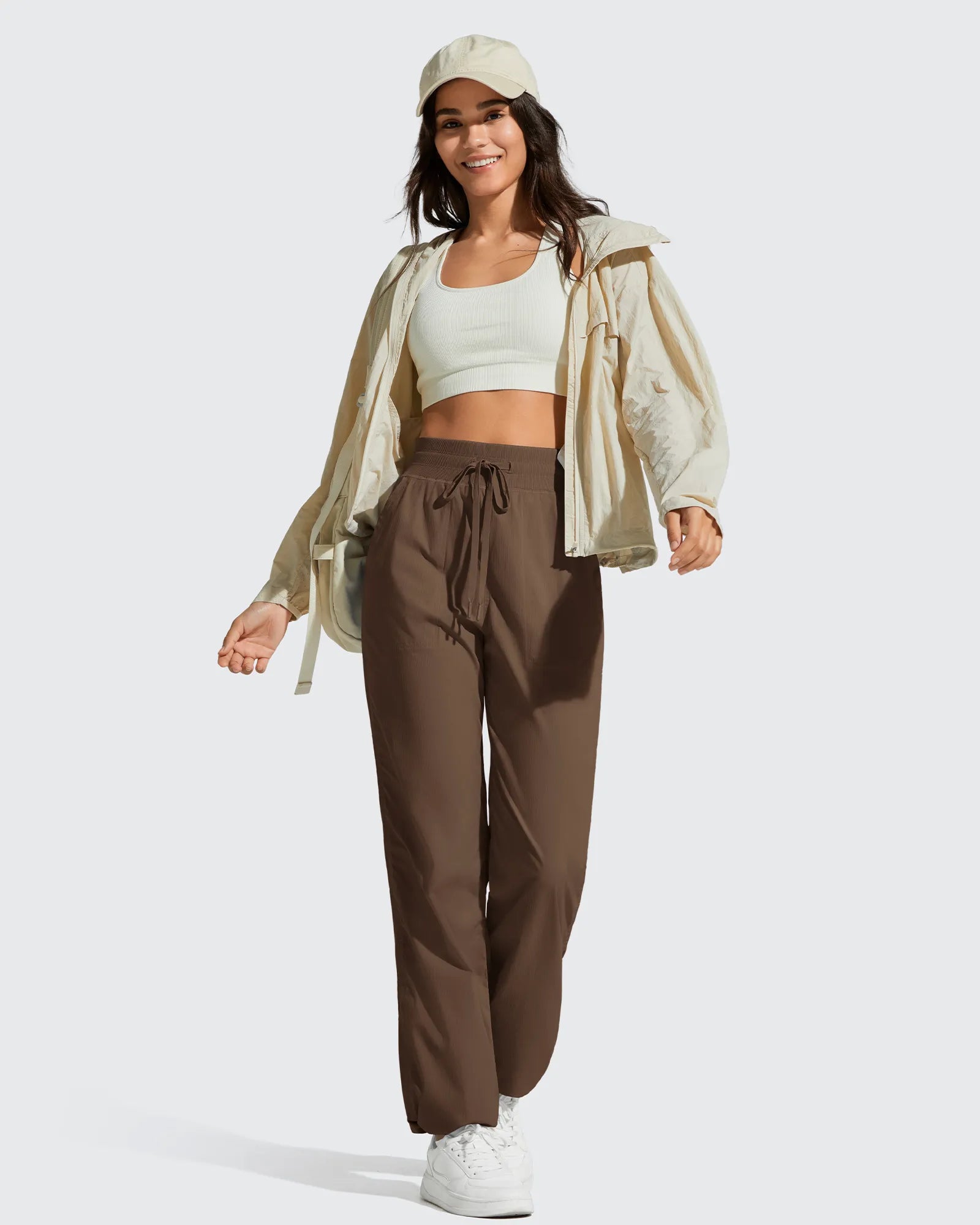G4Free - Lightweight Straight Leg Ruched Drawstring Joggers -GF25D748AA-S