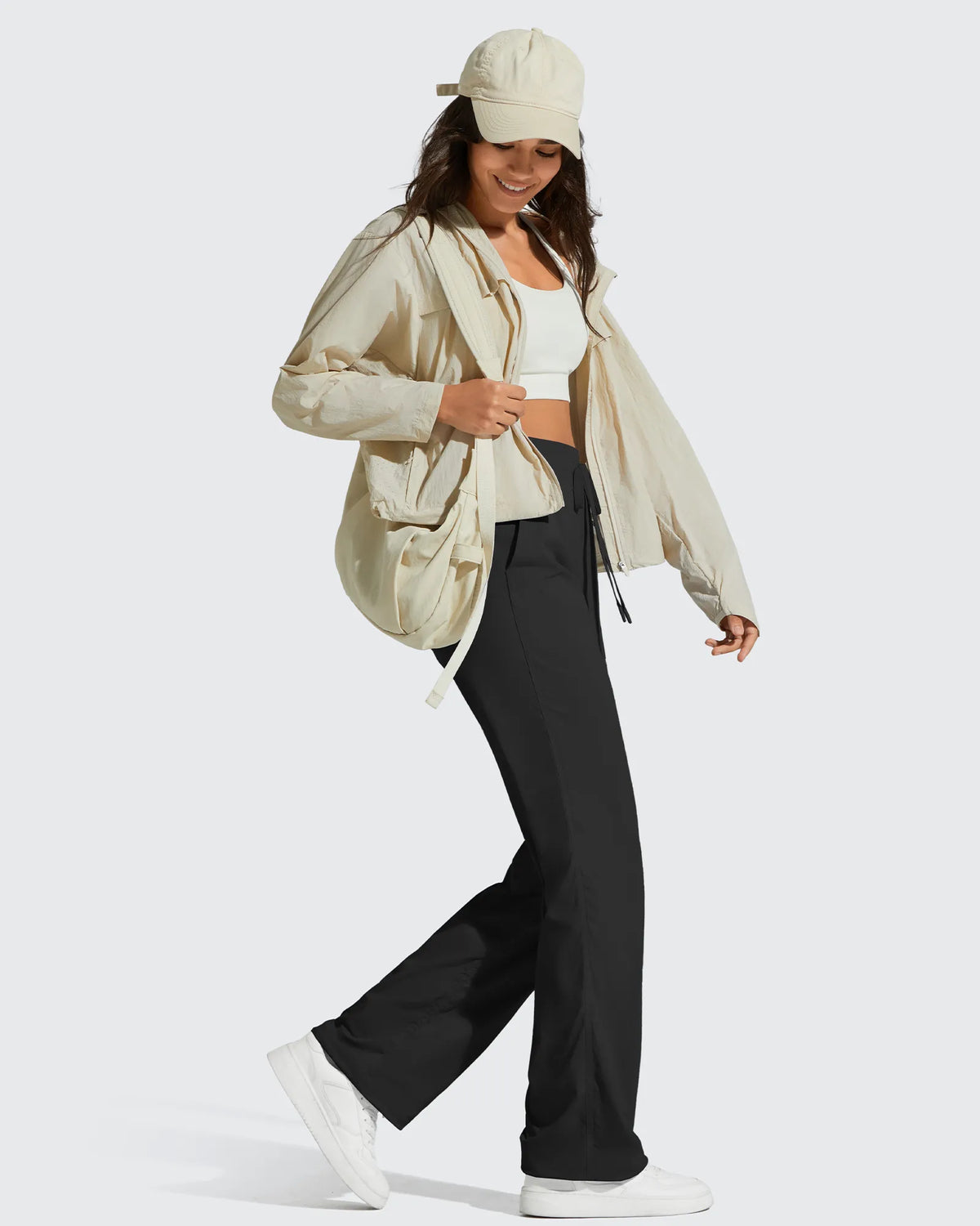 G4Free - Lightweight Straight Leg Ruched Drawstring Joggers -GF25D748AA-S