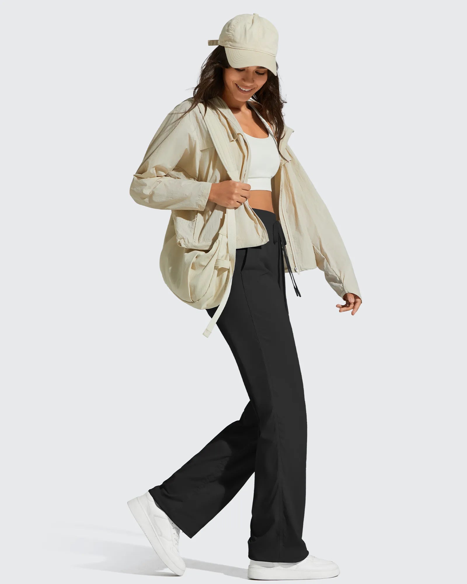 G4Free - Lightweight Straight Leg Ruched Drawstring Joggers -GF25D748AA-S