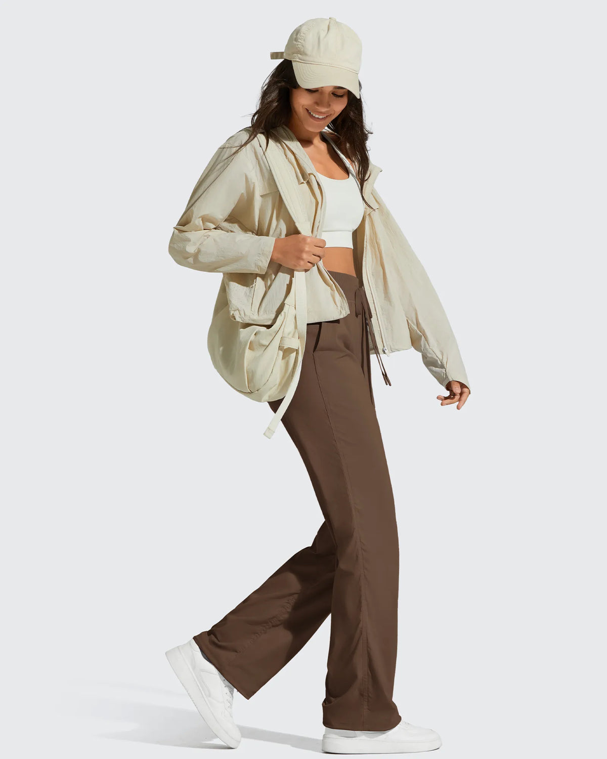 G4Free - Lightweight Straight Leg Ruched Drawstring Joggers -GF25D748AA-S