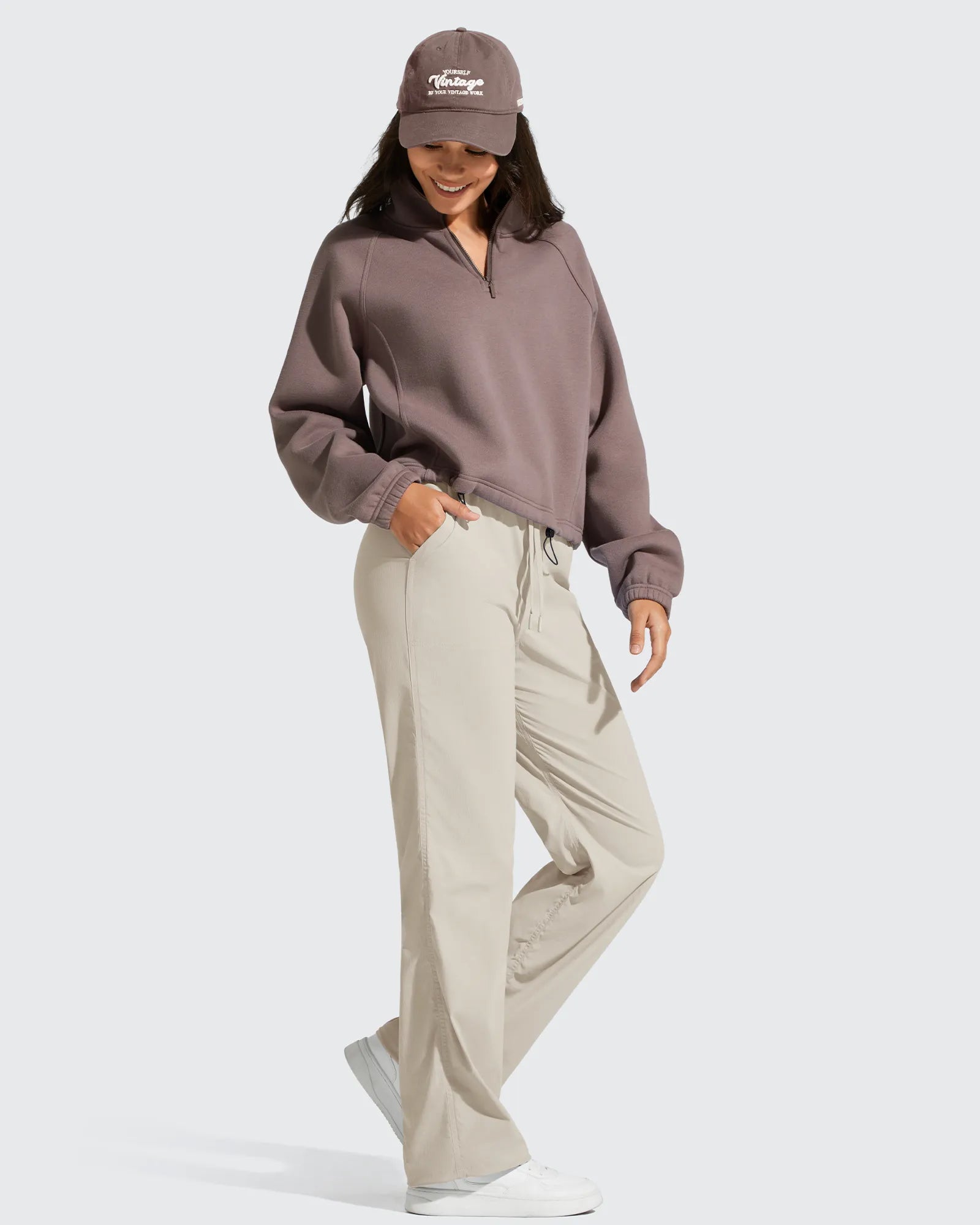 G4Free - Lightweight Straight Leg Ruched Drawstring Joggers -GF25D748AA-S