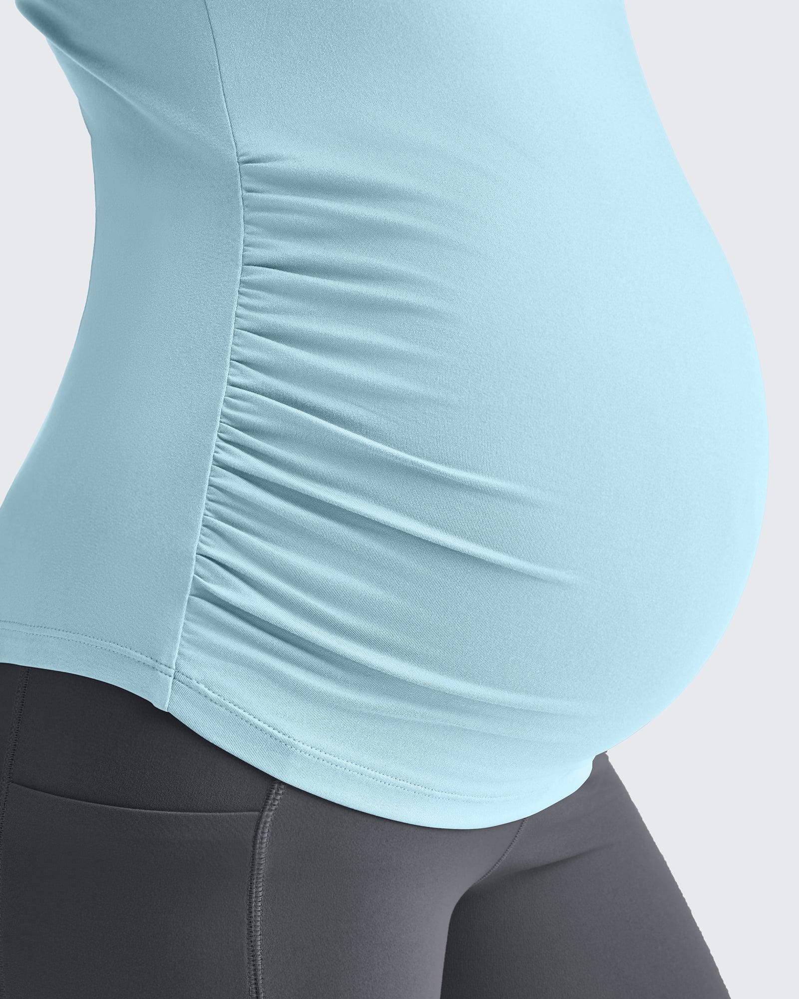 G4Free - Lightweight V Neck Side Ruched Maternity Short Sleeve -GF25KY453BA-S