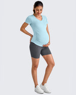 G4Free - Lightweight V Neck Side Ruched Maternity Short Sleeve -GF25KY453BA-S