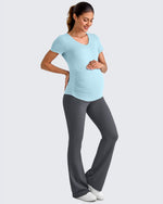 G4Free - Lightweight V Neck Side Ruched Maternity Short Sleeve -GF25KY453BA-S
