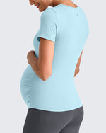G4Free - Lightweight V Neck Side Ruched Maternity Short Sleeve -GF25KY453BA-S