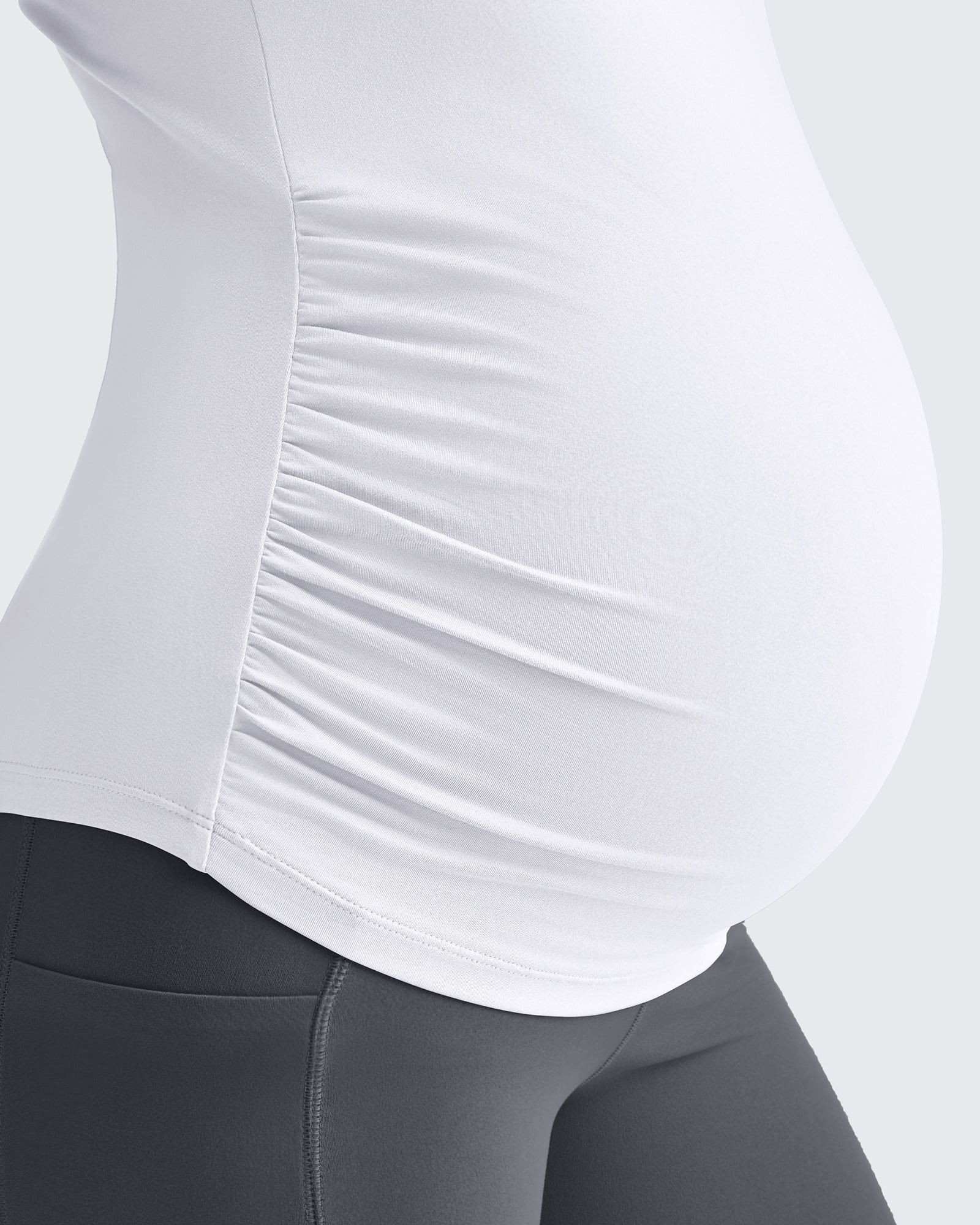 G4Free - Lightweight V Neck Side Ruched Maternity Short Sleeve -GF25KY453BA-S