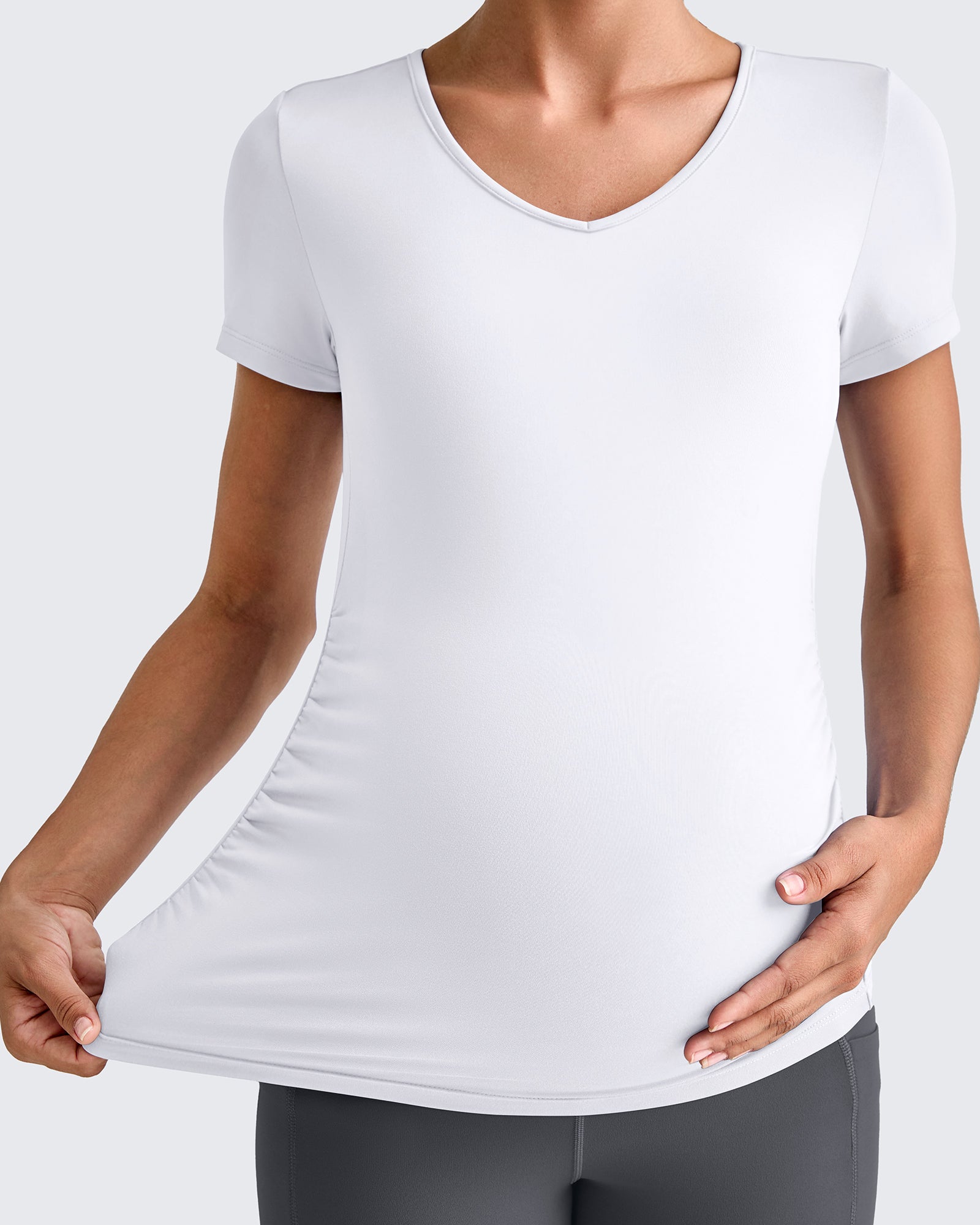 G4Free - Lightweight V Neck Side Ruched Maternity Short Sleeve -GF25KY453BA-S