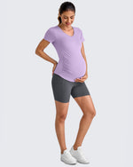 G4Free - Lightweight V Neck Side Ruched Maternity Short Sleeve -GF25KY453BA-S