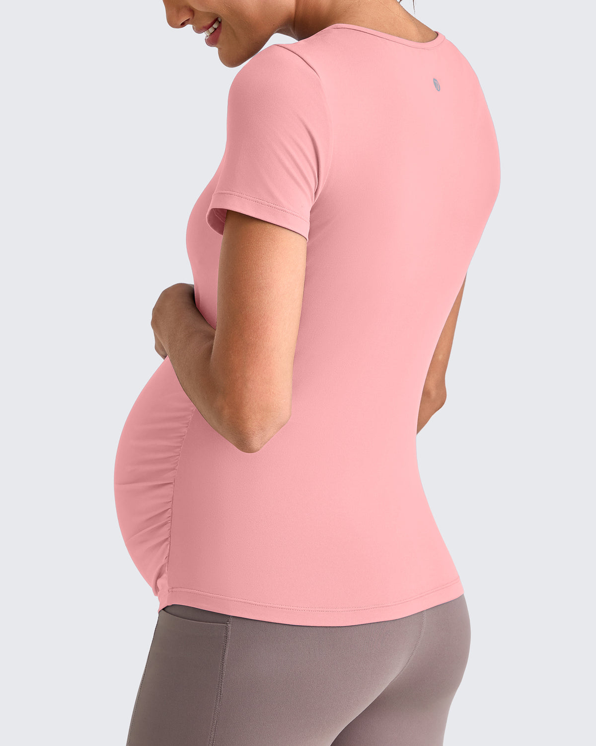 G4Free - Lightweight V Neck Side Ruched Maternity Short Sleeve -GF25KY453BA-S