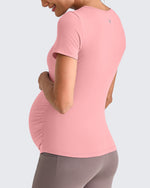 G4Free - Lightweight V Neck Side Ruched Maternity Short Sleeve -GF25KY453BA-S