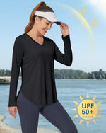 G4Free - Lightweight V Neck Sun Long Sleeve Workout Shirts Tops -GF23B139AF-XS