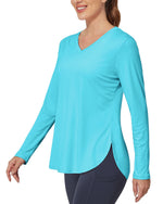 G4Free - Lightweight V Neck Sun Long Sleeve Workout Shirts Tops -GF23B139GA-S