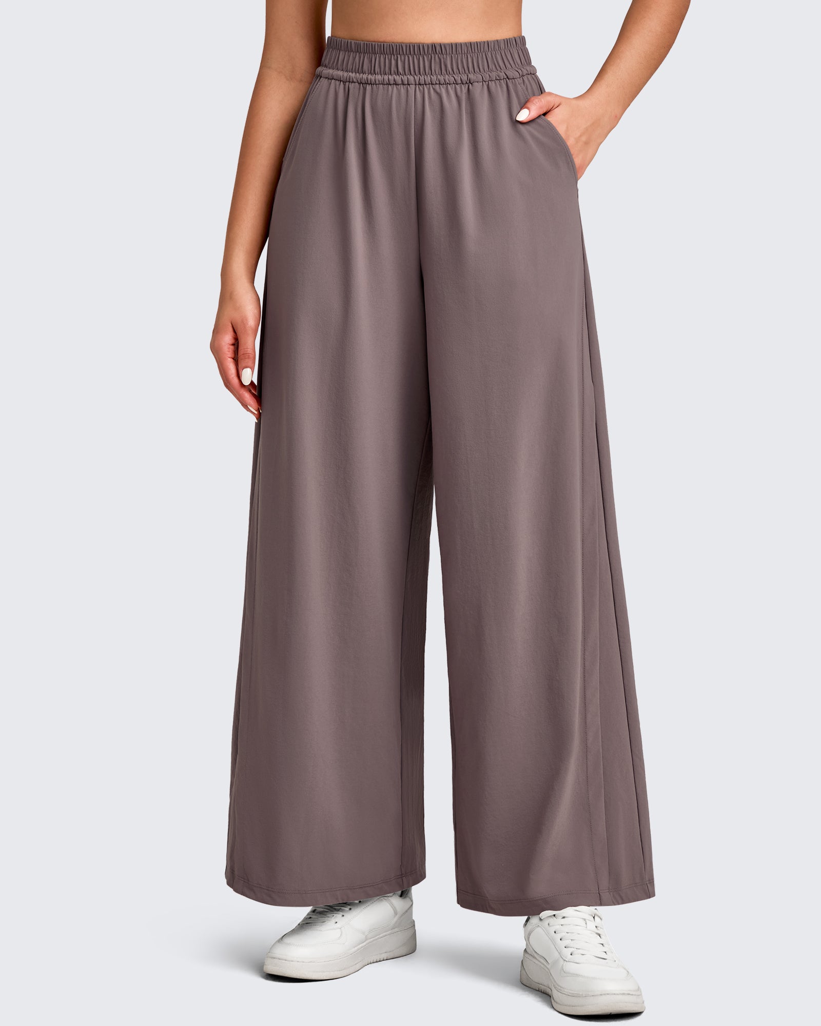 G4Free - Lightweight Wide Leg Palazzo Ankle Pants -GF25J497BA-S