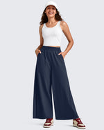 G4Free - Lightweight Wide Leg Palazzo Ankle Pants -GF25J497CA-S