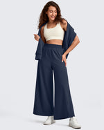 G4Free - Lightweight Wide Leg Palazzo Ankle Pants -GF25J497CA-S