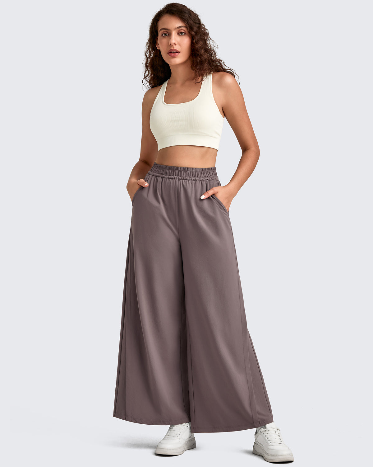 G4Free - Lightweight Wide Leg Palazzo Ankle Pants -GF25J497CA-S