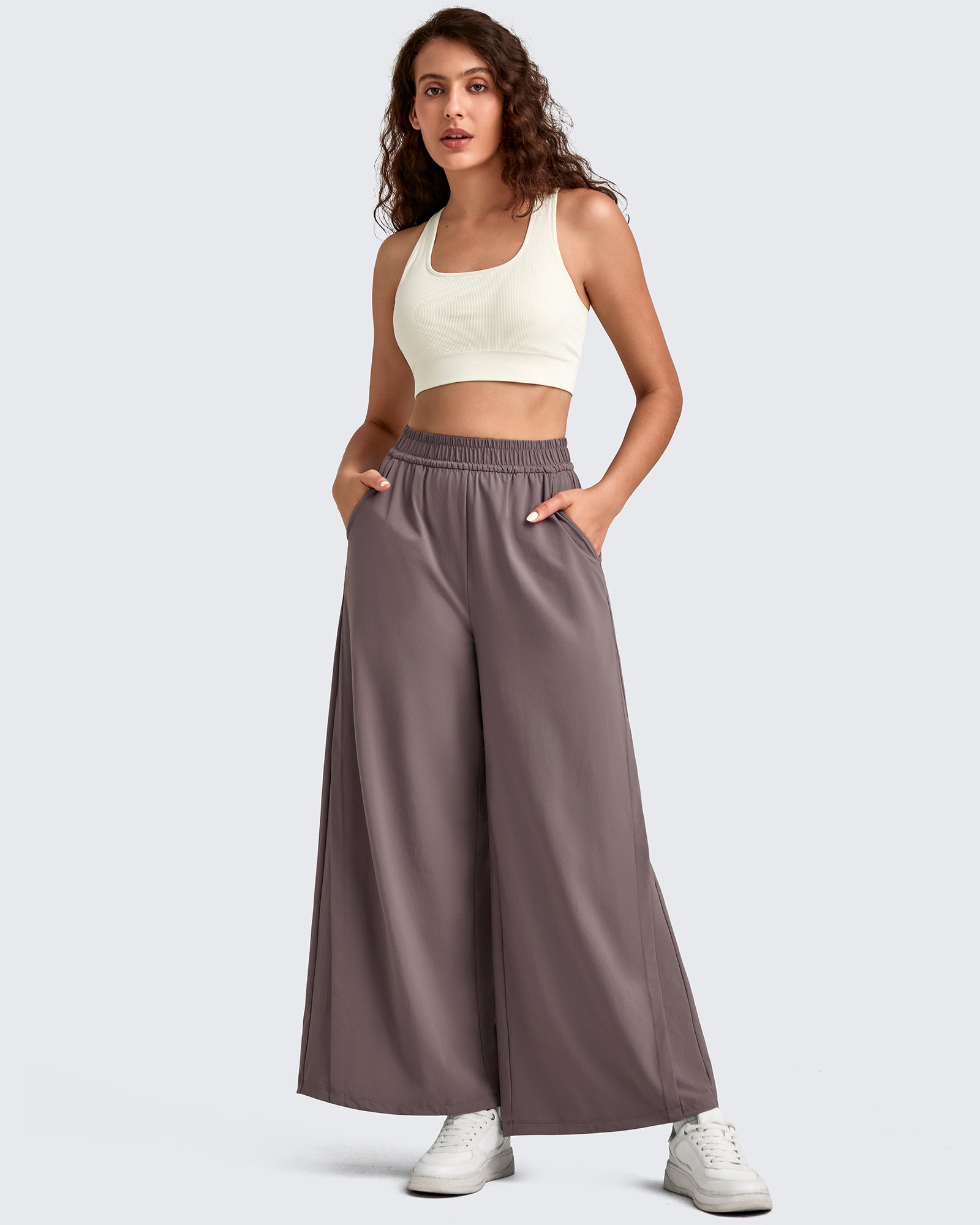 G4Free - Lightweight Wide Leg Palazzo Ankle Pants -GF25J497CA-S
