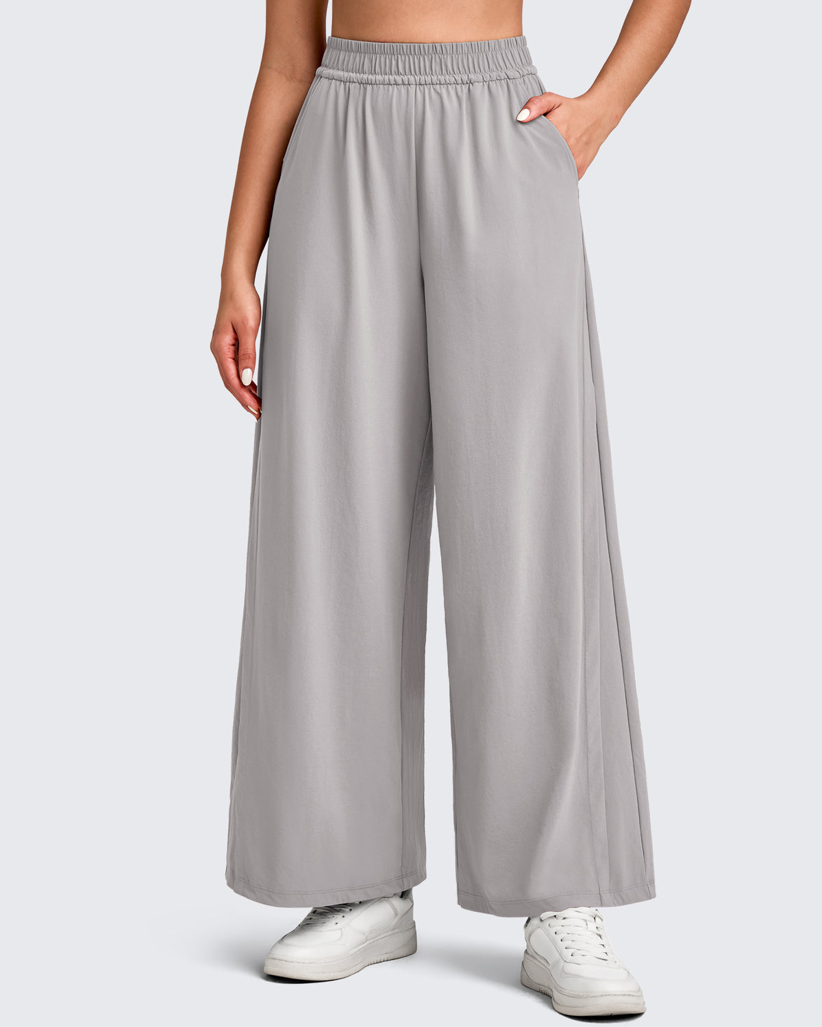 G4Free - Lightweight Wide Leg Palazzo Ankle Pants -GF25J497CA-S