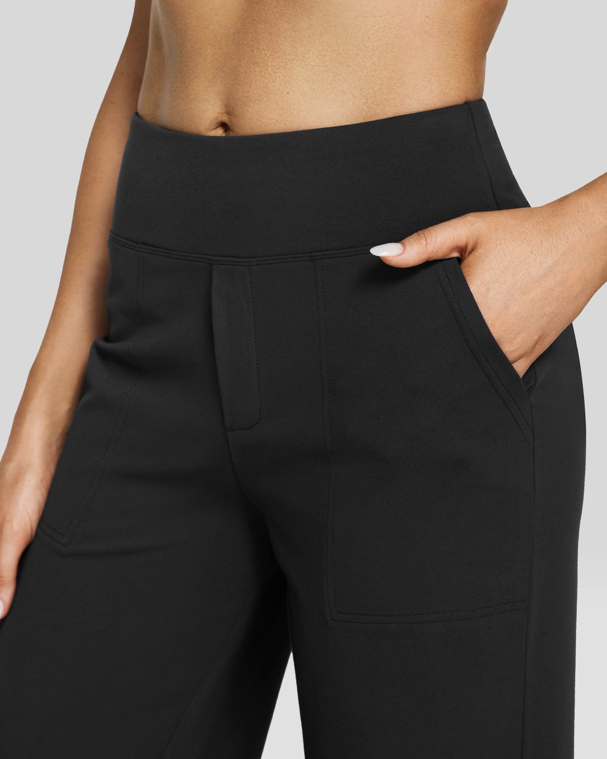 G4Free - Loose Business Casual Pants + BareFeel Half Zip Slim Fit Tops -GF23J183AF-XS+GF25K335DF-XS