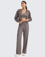 G4Free - Loose Front Pleats Drawstring Casual Pants -GF24J310AA-S